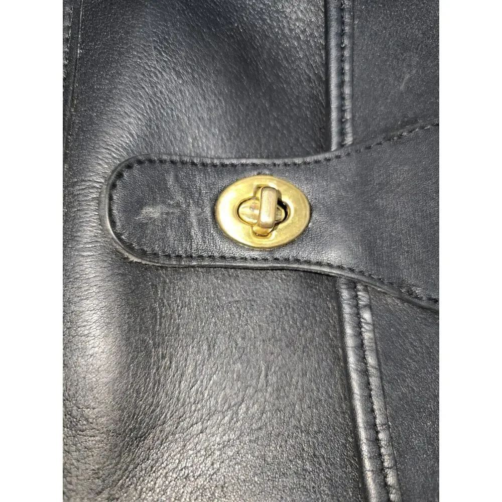 Vintage Coach Station Bag Black Leather Satchel Without Strap, Style 5130